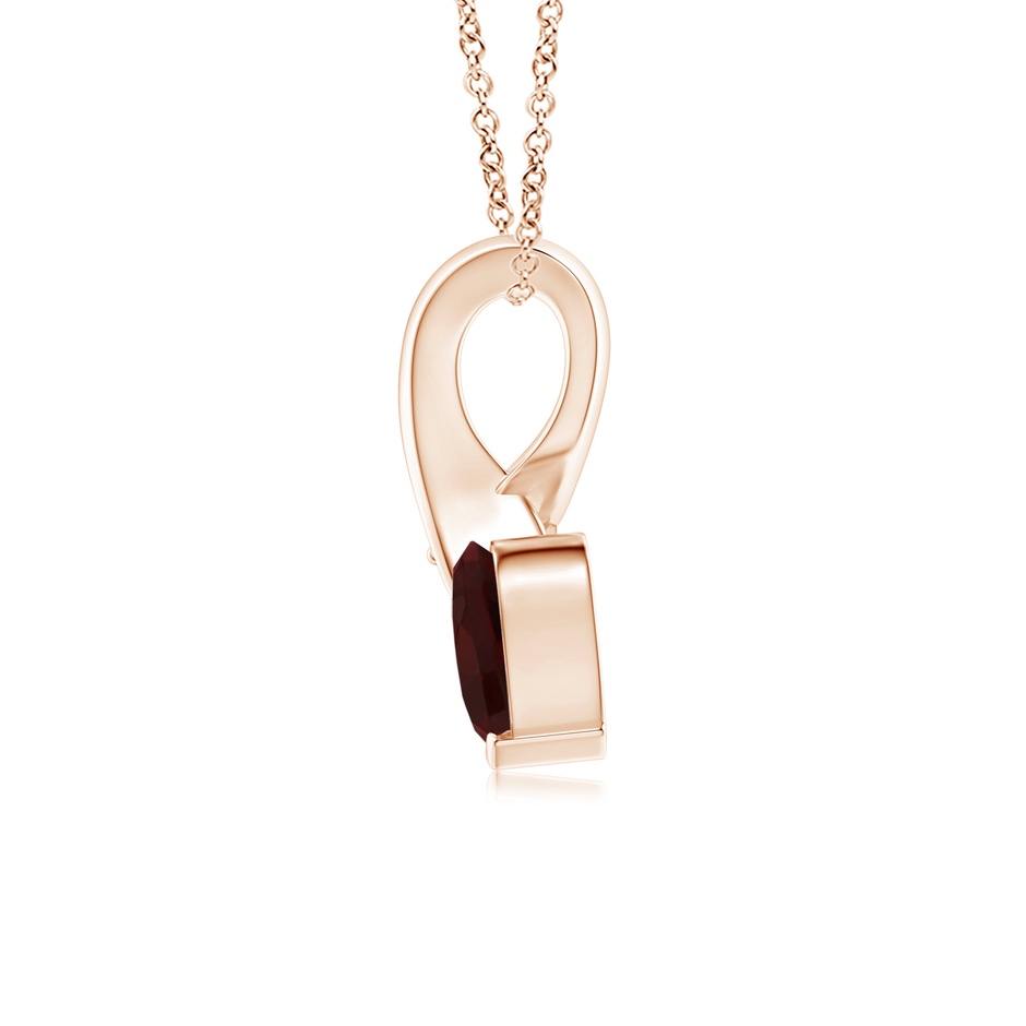 5mm A Heart-Shaped Garnet Ribbon Pendant with Diamond in 18K Rose Gold side 199