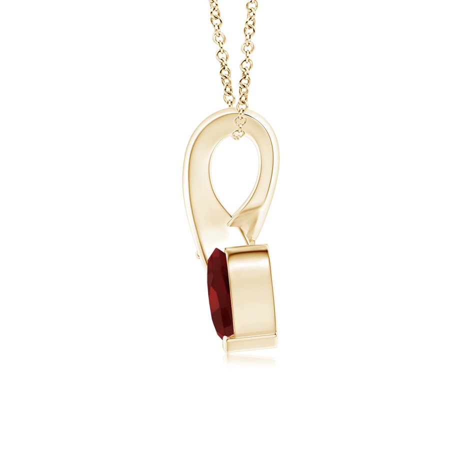 5mm AAA Heart-Shaped Garnet Ribbon Pendant with Diamond in 18K Yellow Gold side 199