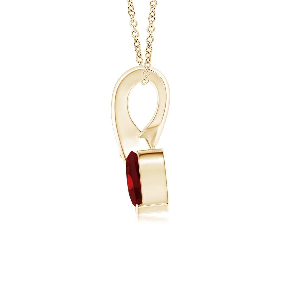 5mm AAAA Heart-Shaped Garnet Ribbon Pendant with Diamond in 18K Yellow Gold side 199