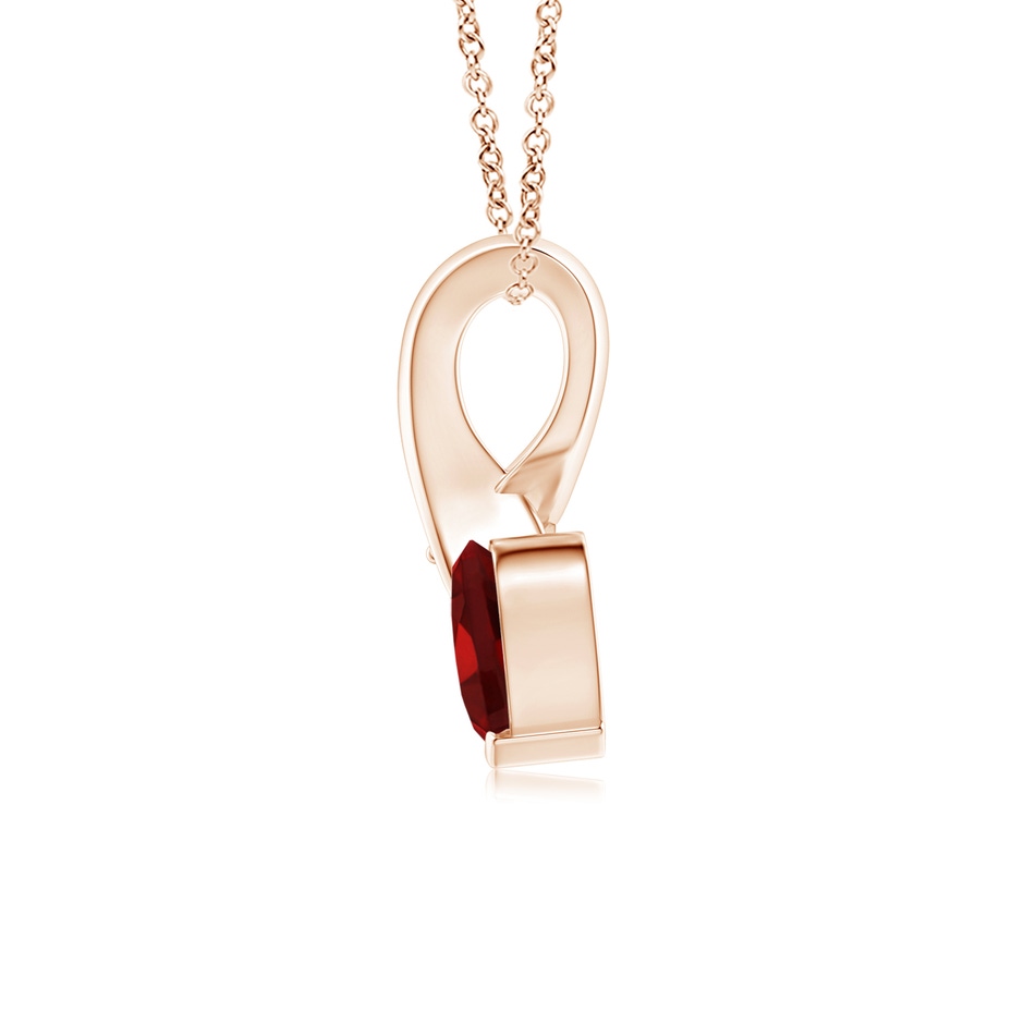 5mm AAAA Heart-Shaped Garnet Ribbon Pendant with Diamond in Rose Gold side 199
