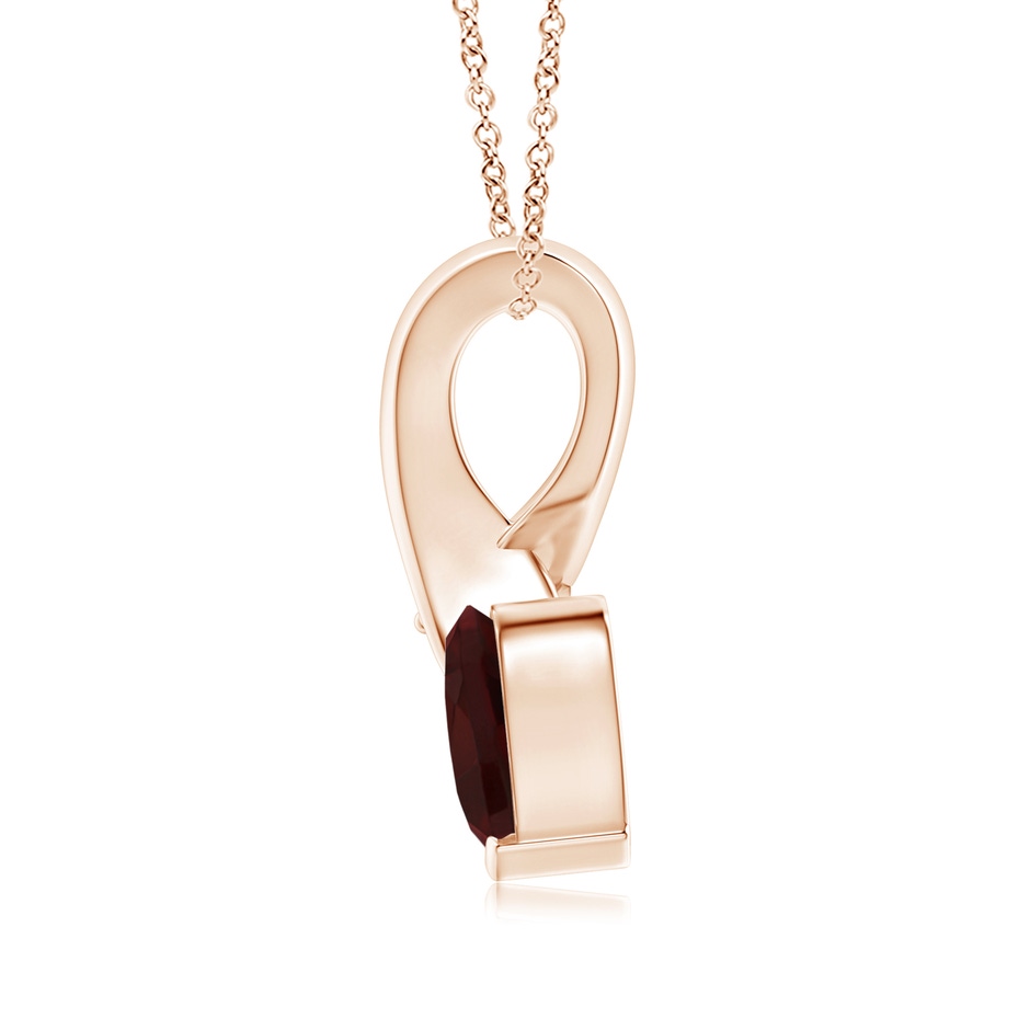 6mm A Heart-Shaped Garnet Ribbon Pendant with Diamond in 18K Rose Gold side 199