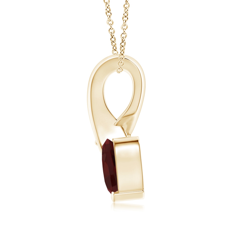 6mm AA Heart-Shaped Garnet Ribbon Pendant with Diamond in 18K Yellow Gold side 199