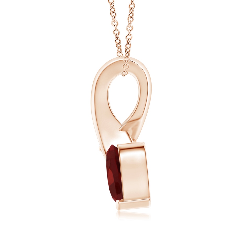 6mm AAA Heart-Shaped Garnet Ribbon Pendant with Diamond in 18K Rose Gold side 199