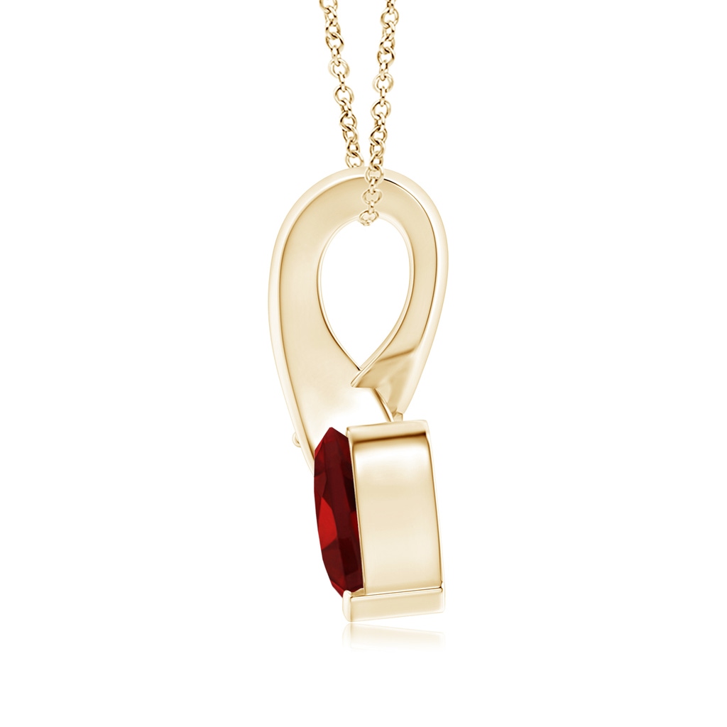 6mm AAAA Heart-Shaped Garnet Ribbon Pendant with Diamond in Yellow Gold - side 199