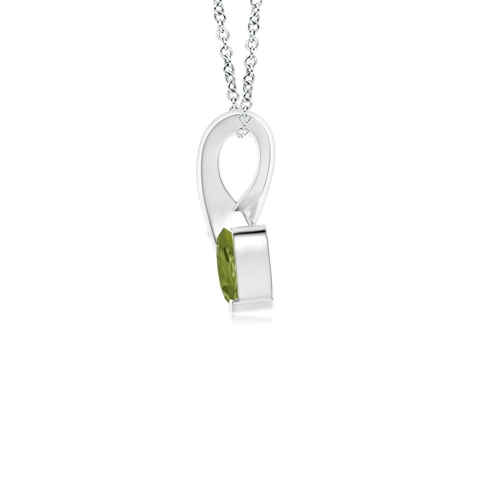 4mm A Heart-Shaped Peridot Ribbon Pendant with Diamond in White Gold side 199