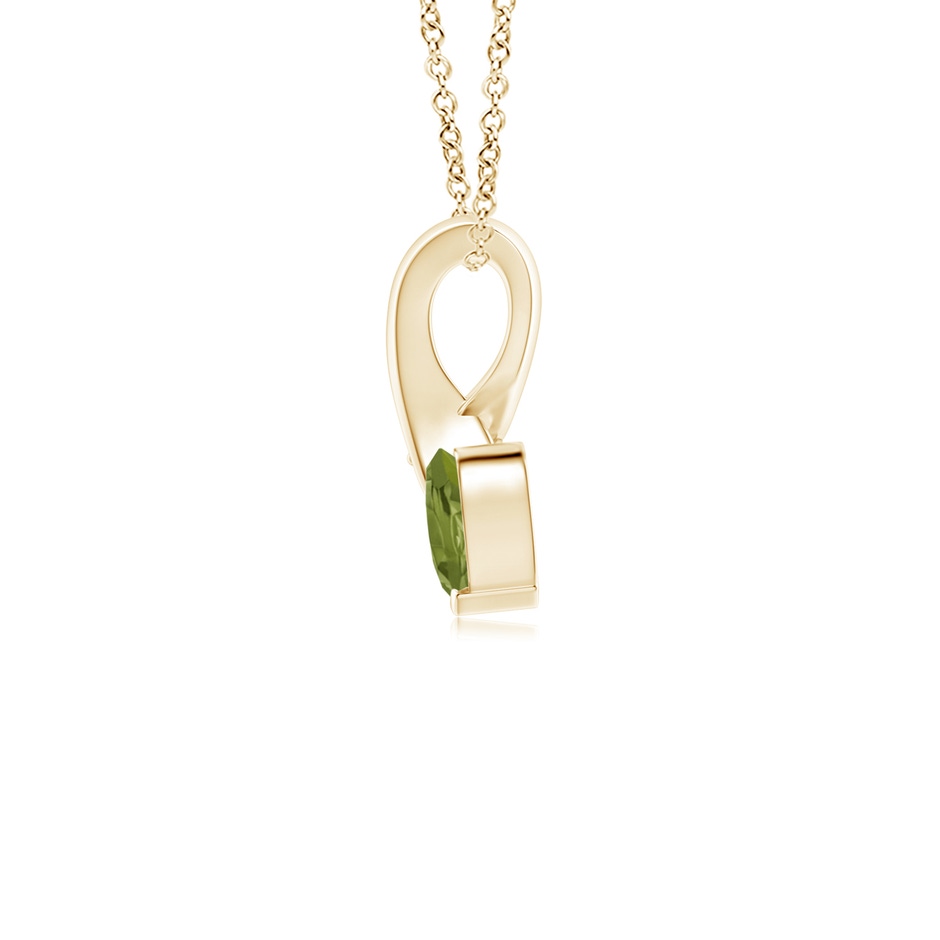 4mm A Heart-Shaped Peridot Ribbon Pendant with Diamond in Yellow Gold side 199