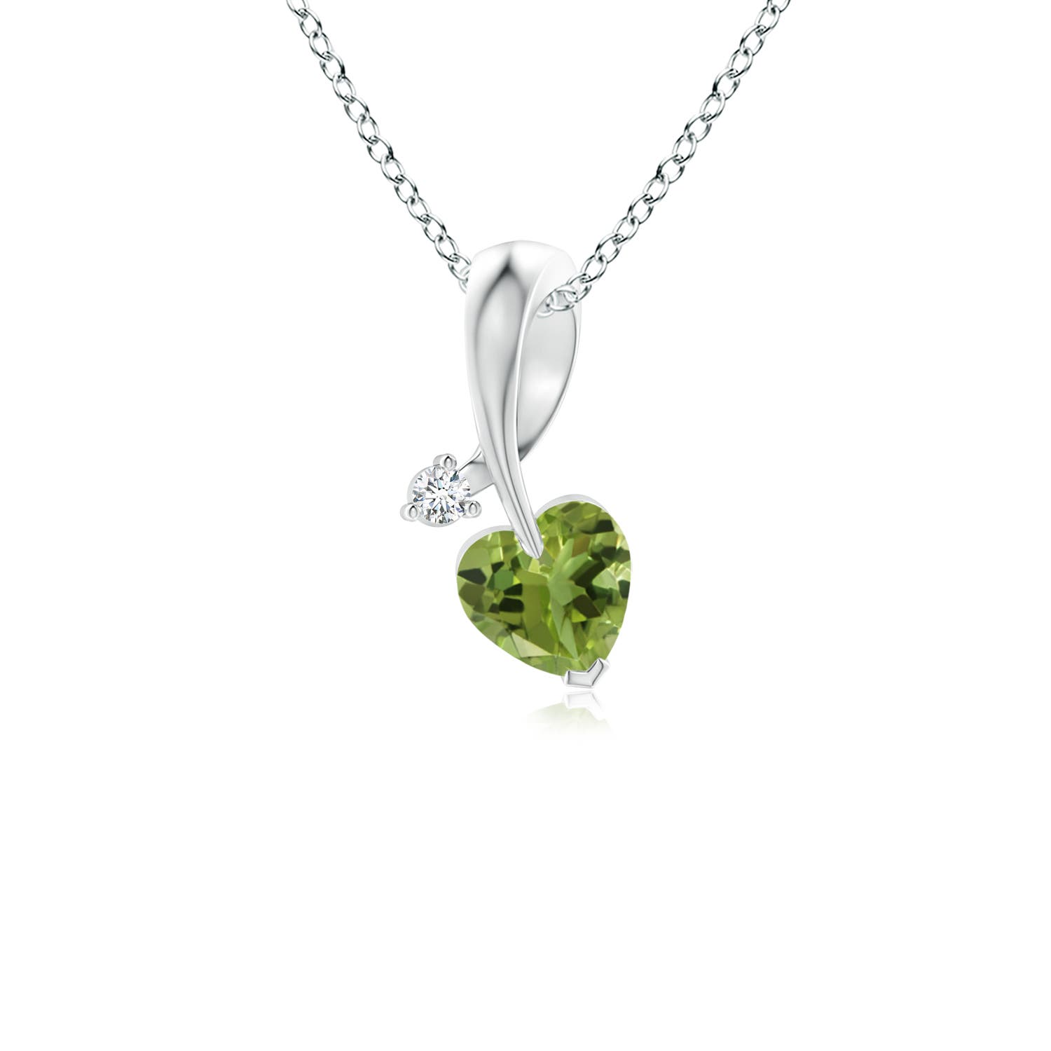 AA - Peridot / 0.26 CT / 14 KT White Gold