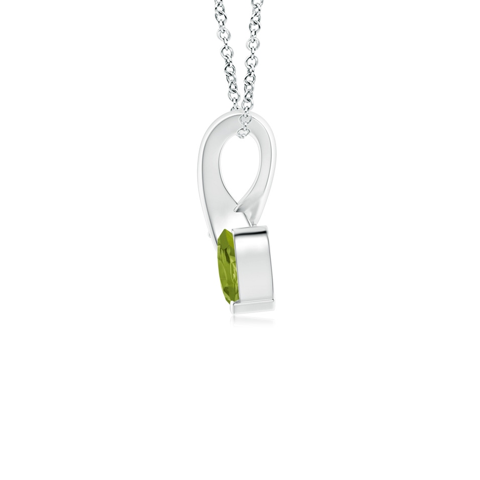 4mm AA Heart-Shaped Peridot Ribbon Pendant with Diamond in White Gold side 199
