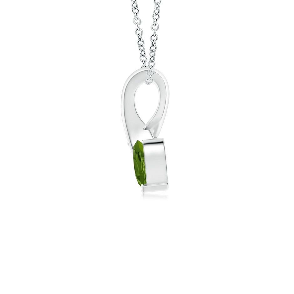 4mm AAAA Heart-Shaped Peridot Ribbon Pendant with Diamond in White Gold side 199