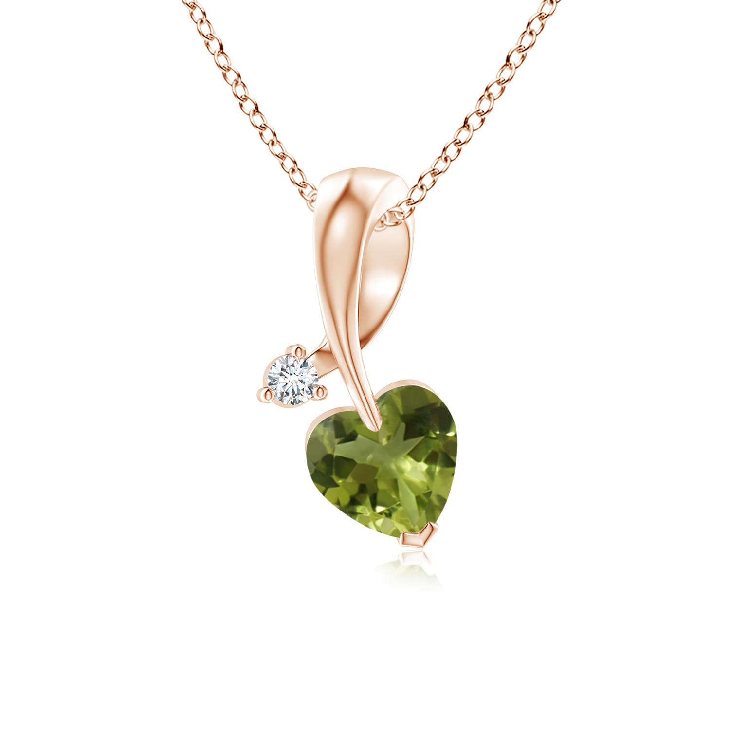 A - Peridot / 0.38 CT / 14 KT Rose Gold