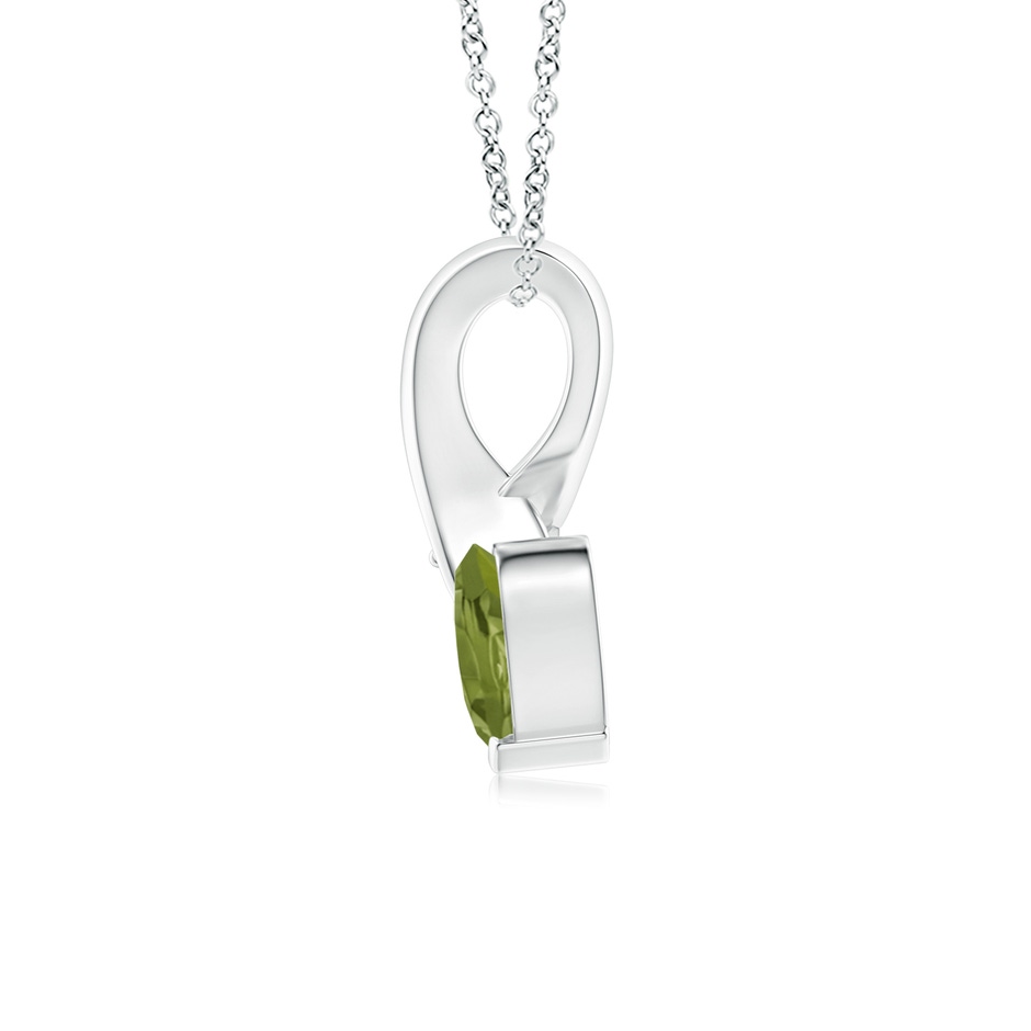 5mm A Heart-Shaped Peridot Ribbon Pendant with Diamond in White Gold side 199