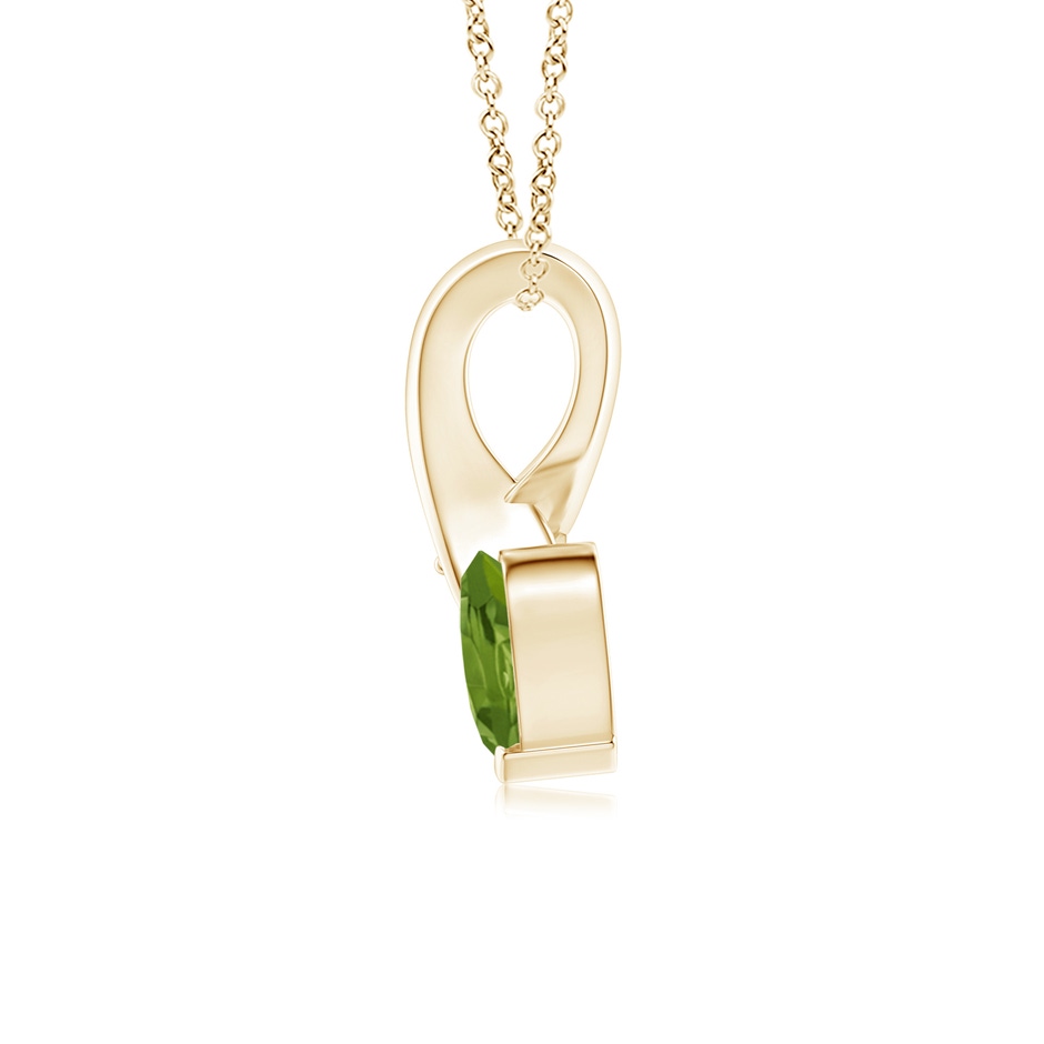 5mm AAA Heart-Shaped Peridot Ribbon Pendant with Diamond in 18K Yellow Gold side 199