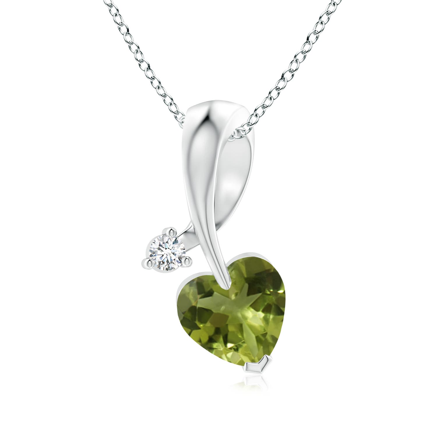 A - Peridot / 0.74 CT / 14 KT White Gold