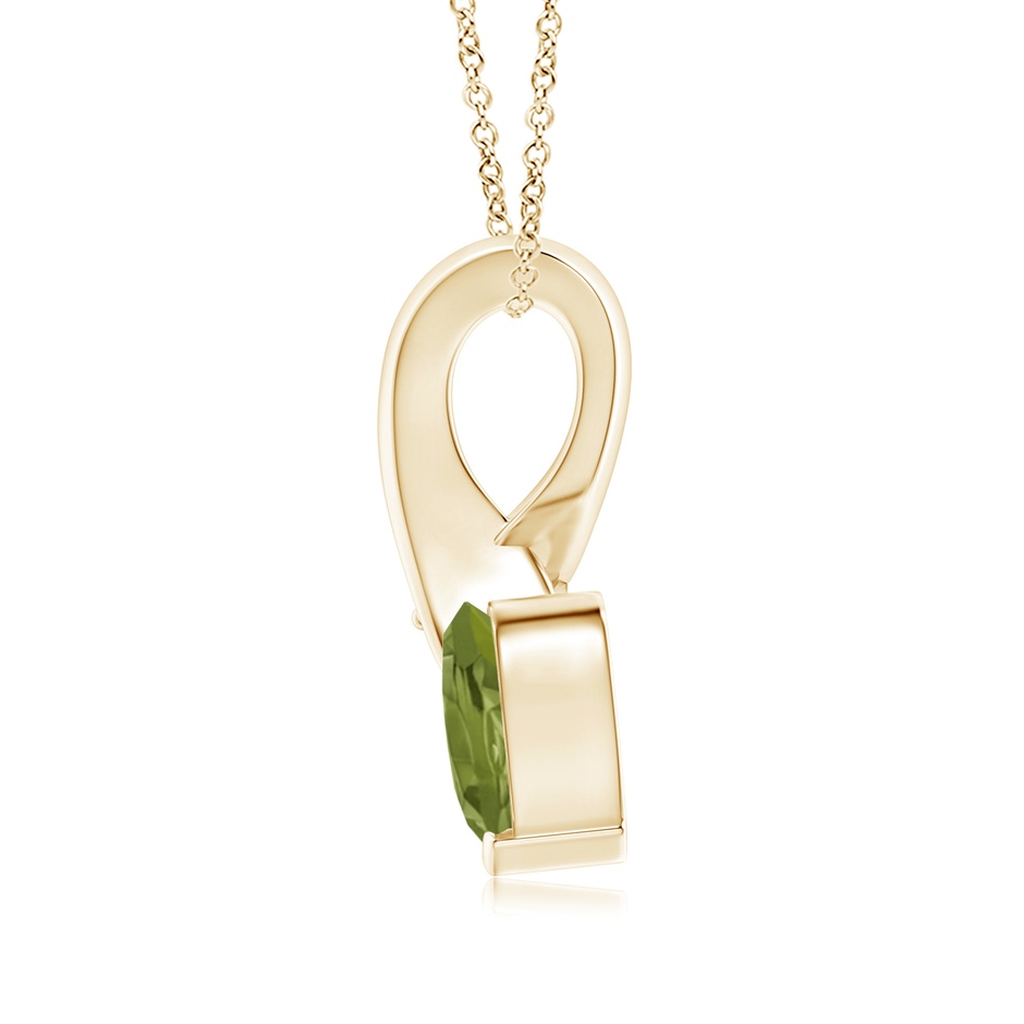 6mm A Heart-Shaped Peridot Ribbon Pendant with Diamond in Yellow Gold side 199