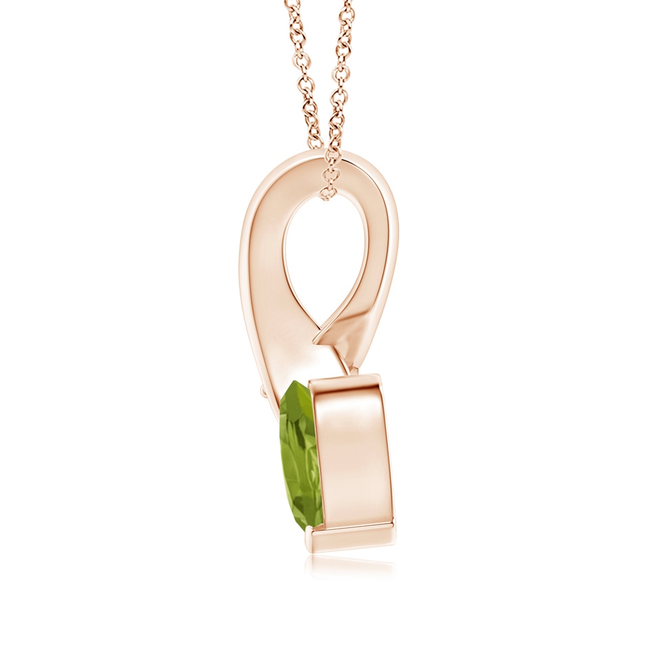 6mm AA Heart-Shaped Peridot Ribbon Pendant with Diamond in Rose Gold side 199