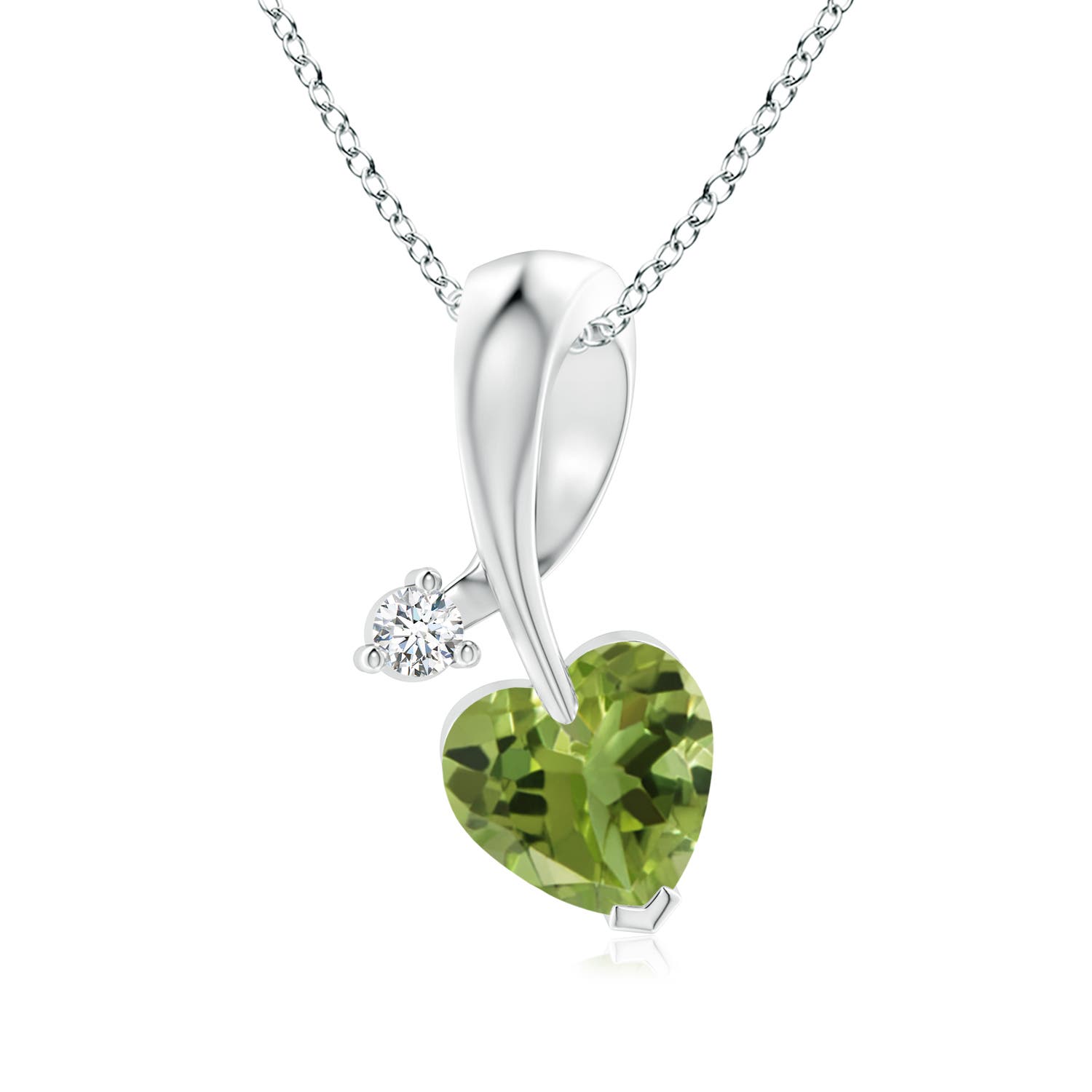 AA - Peridot / 0.74 CT / 14 KT White Gold