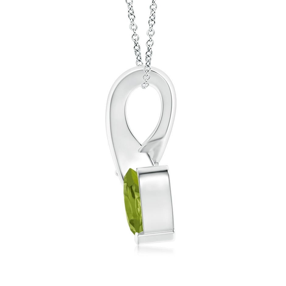 6mm AA Heart-Shaped Peridot Ribbon Pendant with Diamond in White Gold side 199