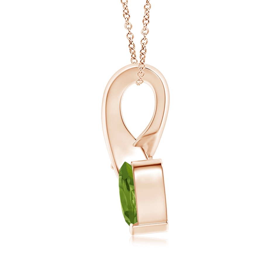 6mm AAA Heart-Shaped Peridot Ribbon Pendant with Diamond in Rose Gold side 199