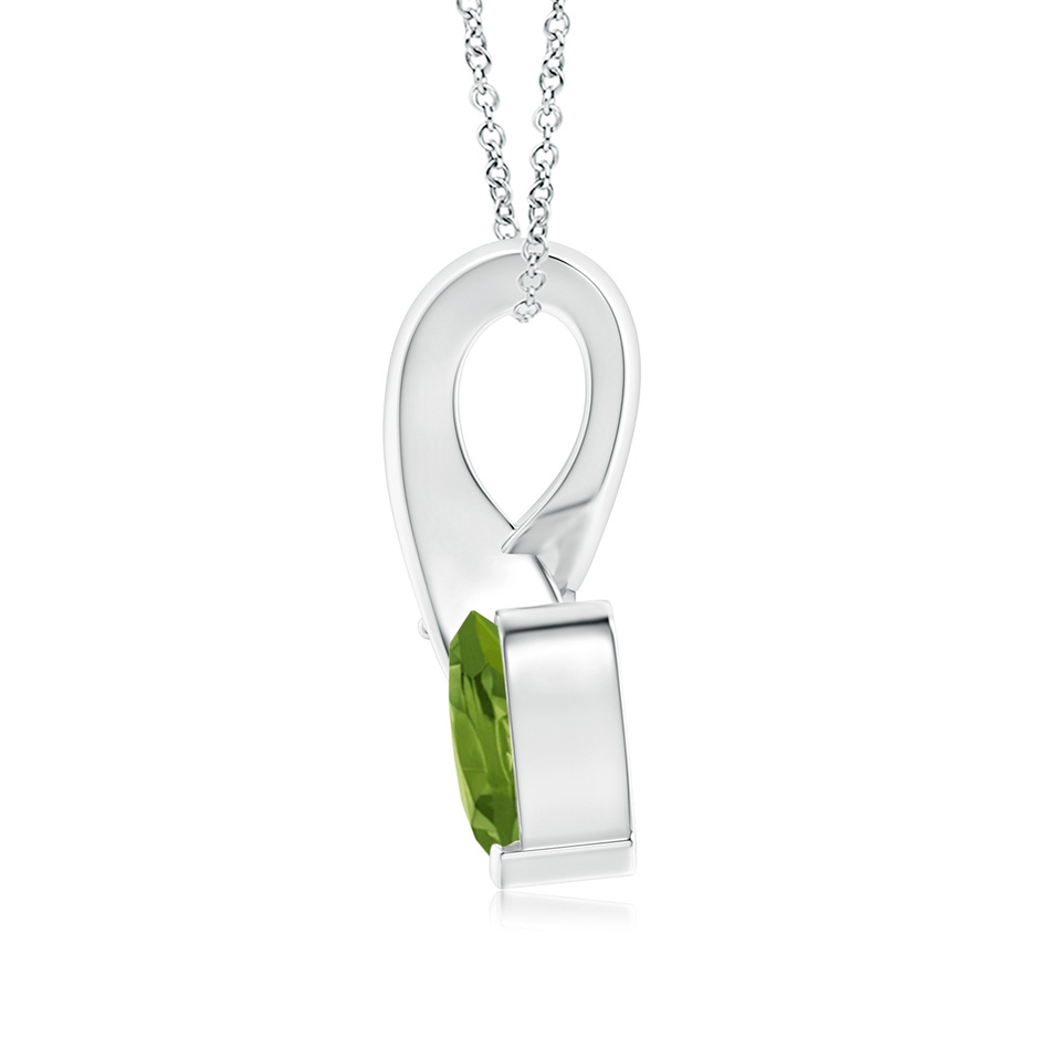 6mm AAA Heart-Shaped Peridot Ribbon Pendant with Diamond in White Gold back