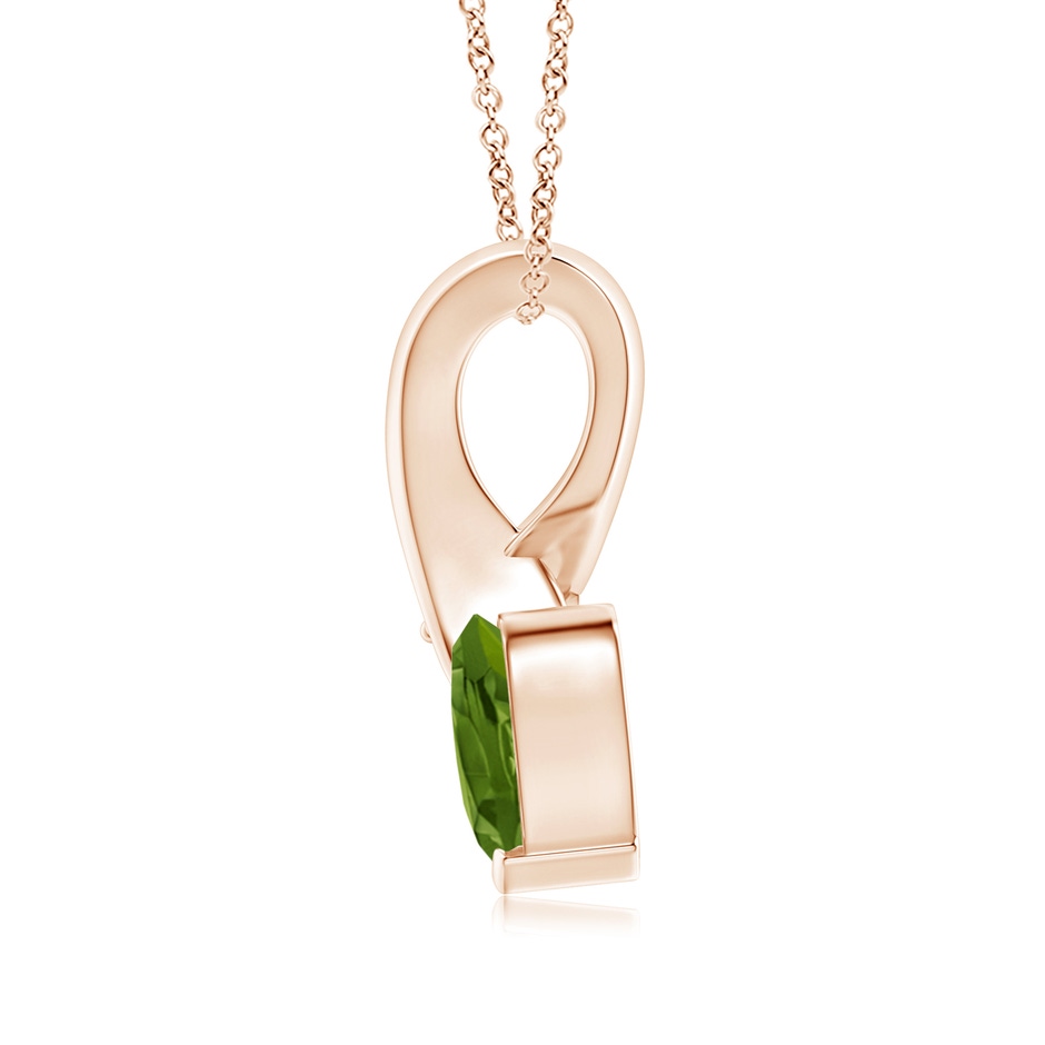 6mm AAAA Heart-Shaped Peridot Ribbon Pendant with Diamond in Rose Gold back