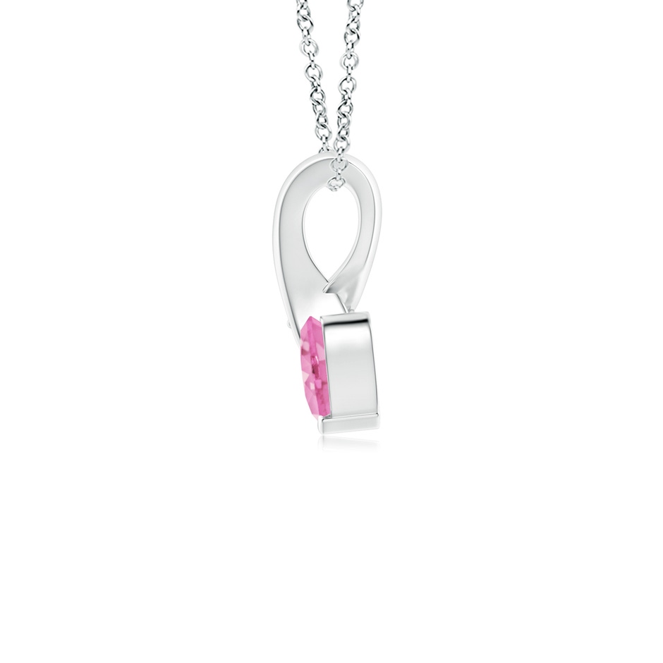 4mm A Heart-Shaped Pink Sapphire Ribbon Pendant with Diamond in P950 Platinum side 199