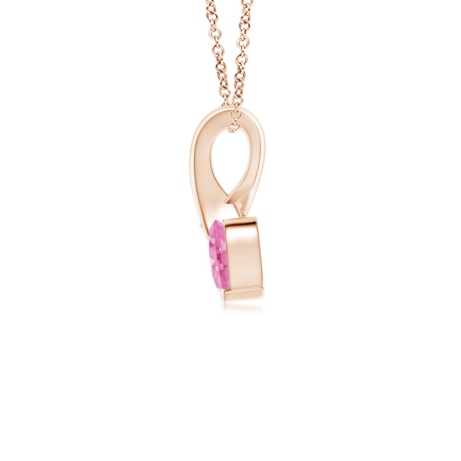 4mm A Heart-Shaped Pink Sapphire Ribbon Pendant with Diamond in Rose Gold side 199