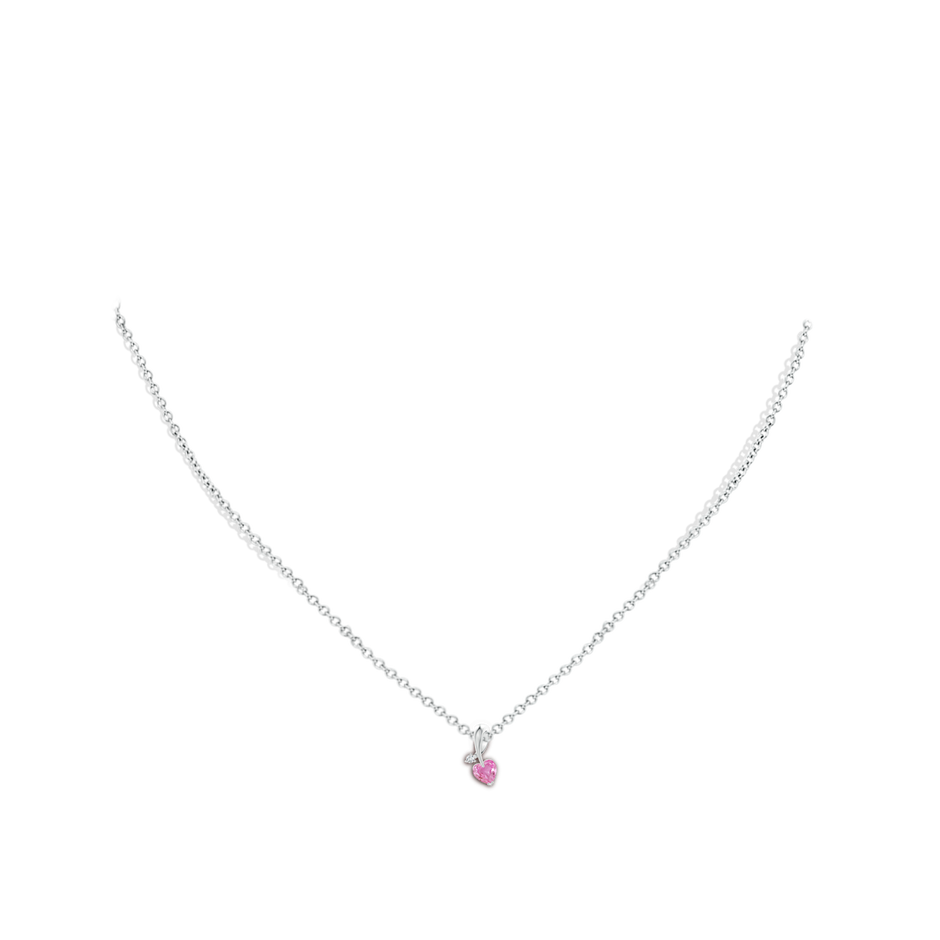 4mm AA Heart-Shaped Pink Sapphire Ribbon Pendant with Diamond in P950 Platinum pen
