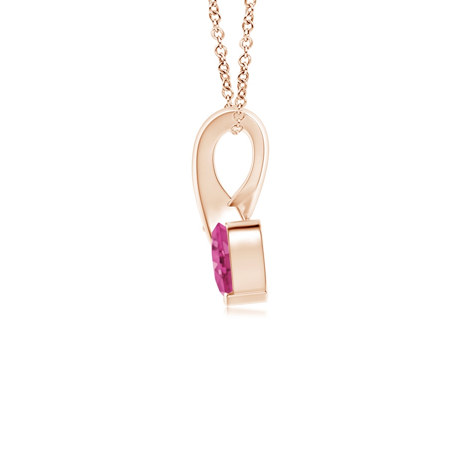 4mm AAAA Heart-Shaped Pink Sapphire Ribbon Pendant with Diamond in Rose Gold side 199