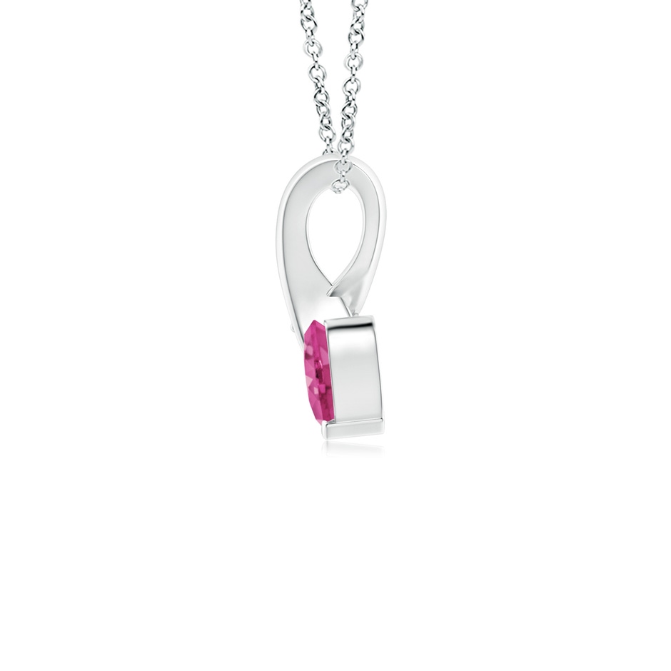 4mm AAAA Heart-Shaped Pink Sapphire Ribbon Pendant with Diamond in White Gold side 199
