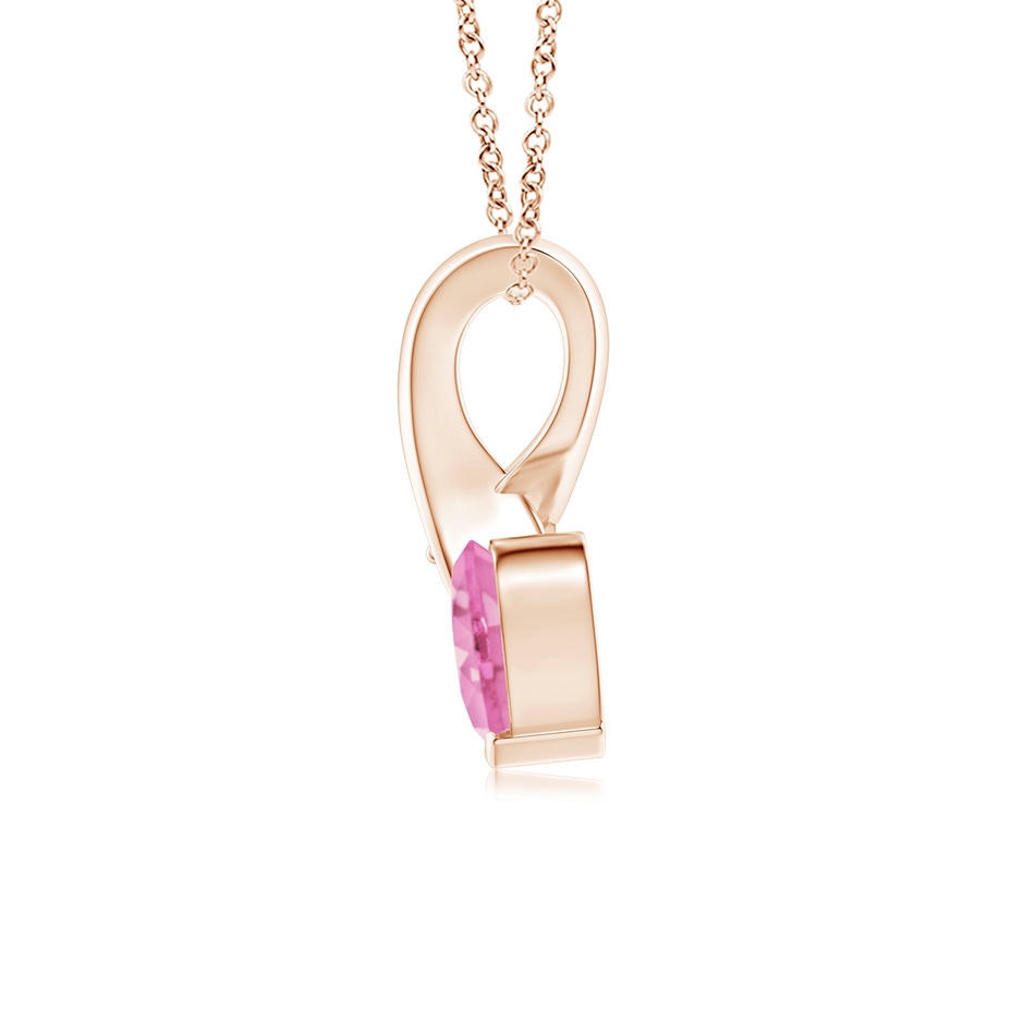 5mm A Heart-Shaped Pink Sapphire Ribbon Pendant with Diamond in Rose Gold side 199