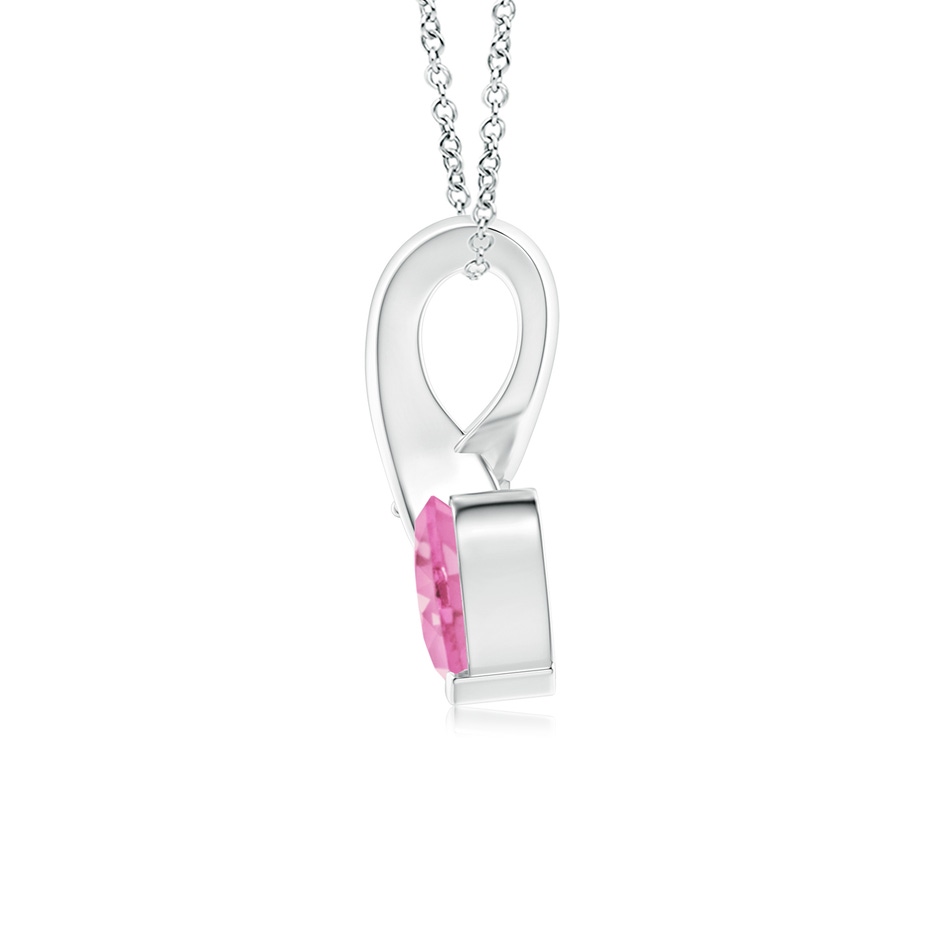 5mm A Heart-Shaped Pink Sapphire Ribbon Pendant with Diamond in White Gold side 199