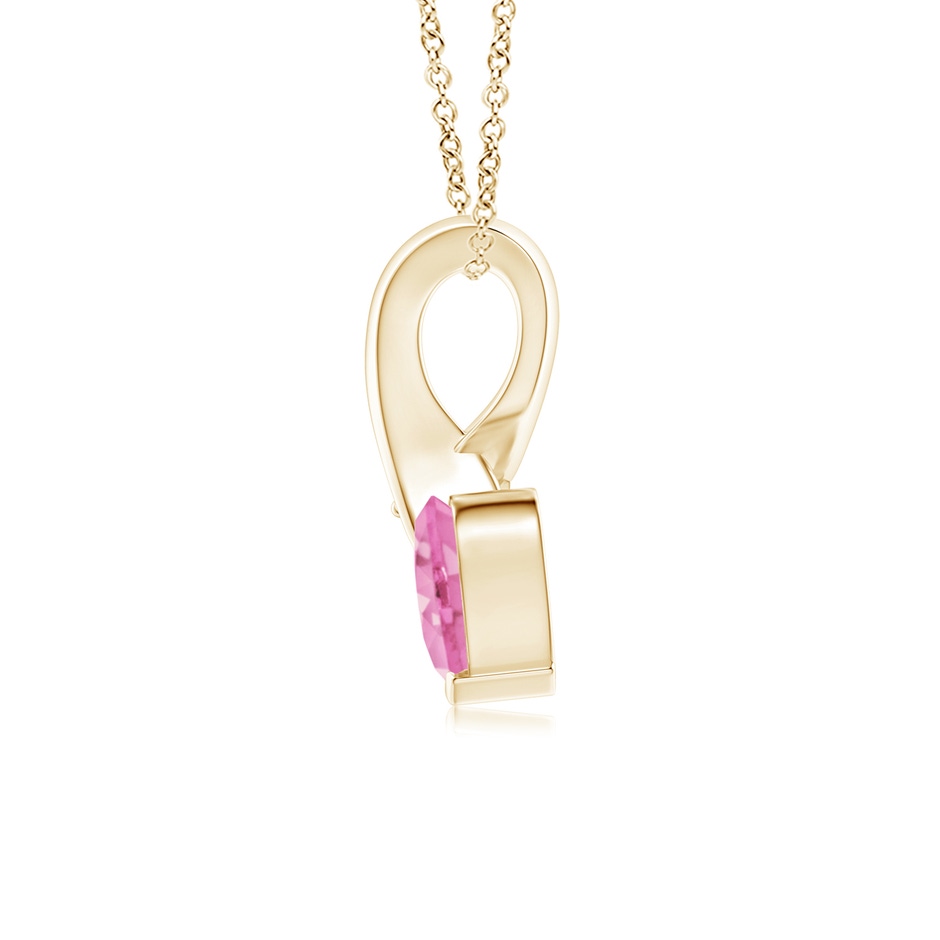 5mm A Heart-Shaped Pink Sapphire Ribbon Pendant with Diamond in Yellow Gold side 199