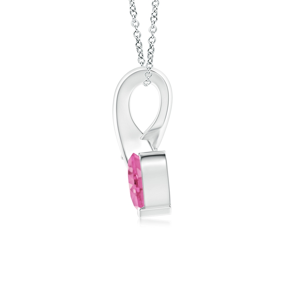 5mm AA Heart-Shaped Pink Sapphire Ribbon Pendant with Diamond in White Gold side 199