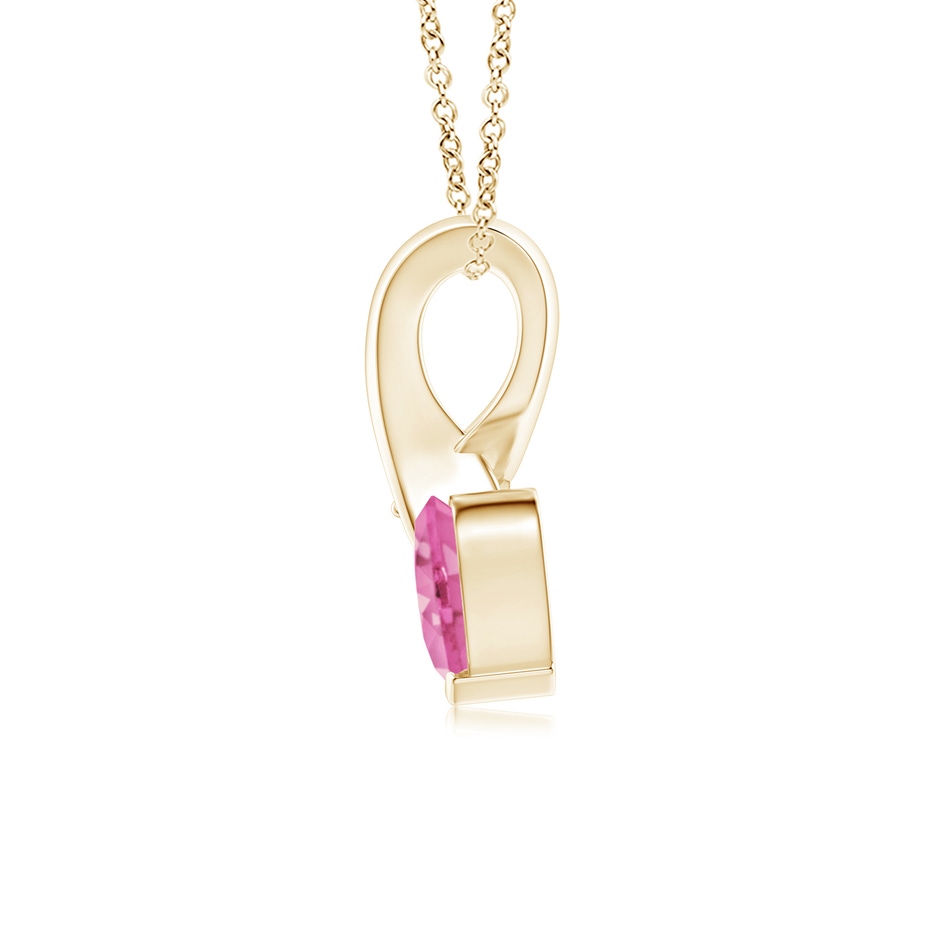 5mm AA Heart-Shaped Pink Sapphire Ribbon Pendant with Diamond in Yellow Gold side 199