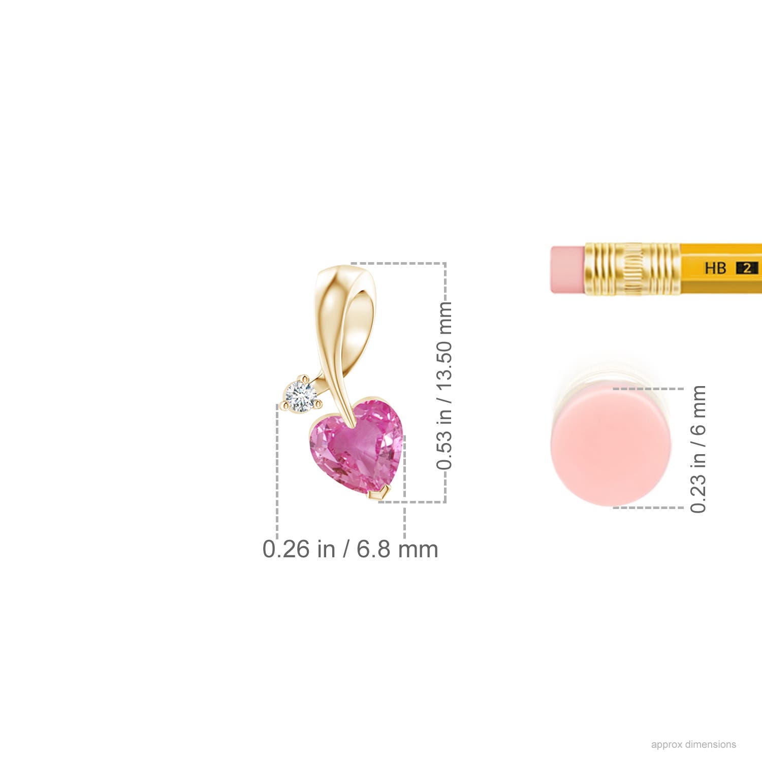 Heart-Shaped Pink Sapphire Ribbon Pendant with Diamond