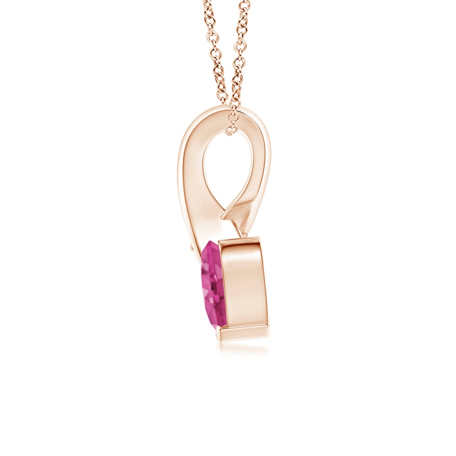 5mm AAAA Heart-Shaped Pink Sapphire Ribbon Pendant with Diamond in Rose Gold side 199