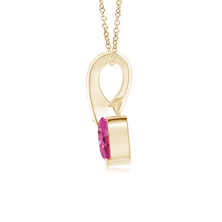 5mm AAAA Heart-Shaped Pink Sapphire Ribbon Pendant with Diamond in Yellow Gold side 199