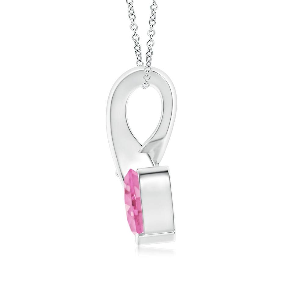 6mm A Heart-Shaped Pink Sapphire Ribbon Pendant with Diamond in White Gold side 199