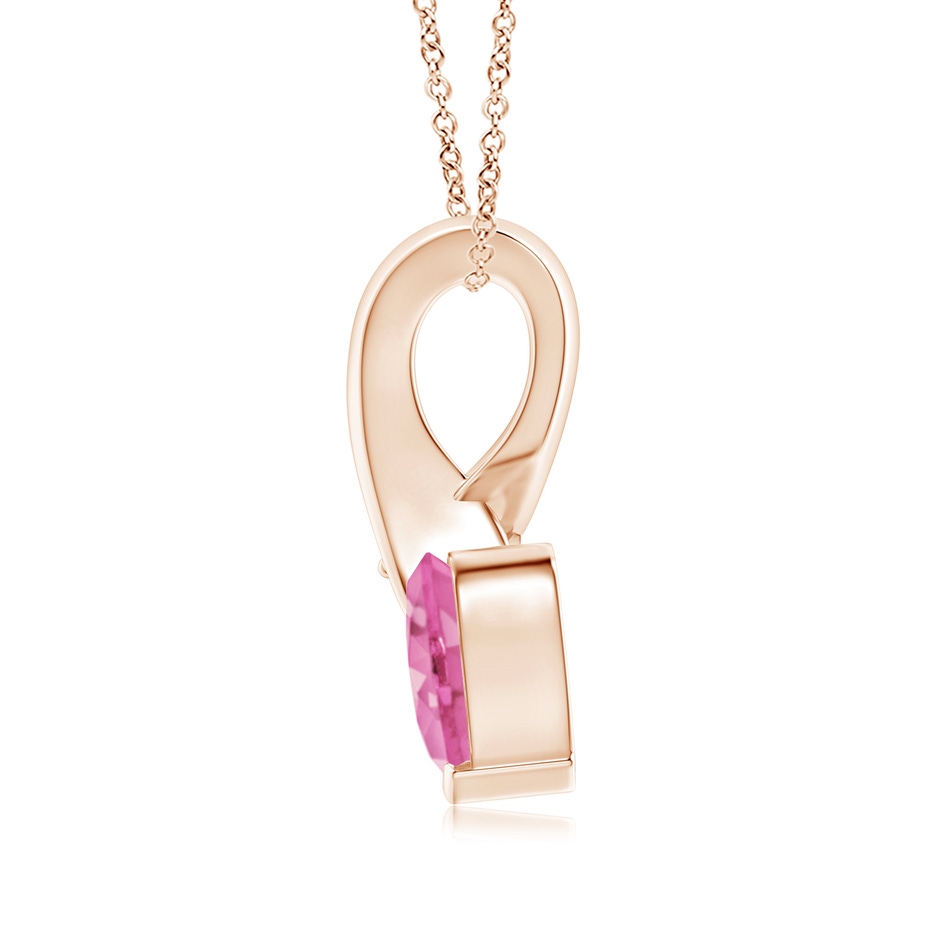 6mm AA Heart-Shaped Pink Sapphire Ribbon Pendant with Diamond in Rose Gold side 199