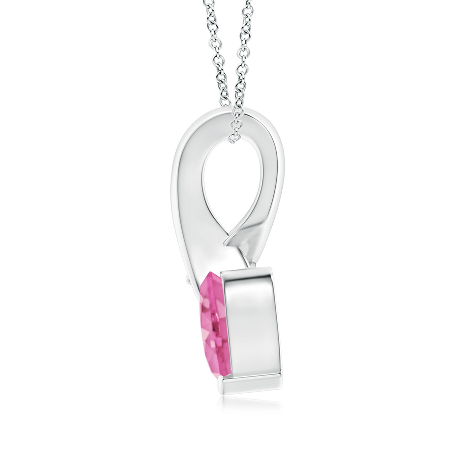 6mm AA Heart-Shaped Pink Sapphire Ribbon Pendant with Diamond in White Gold side 199