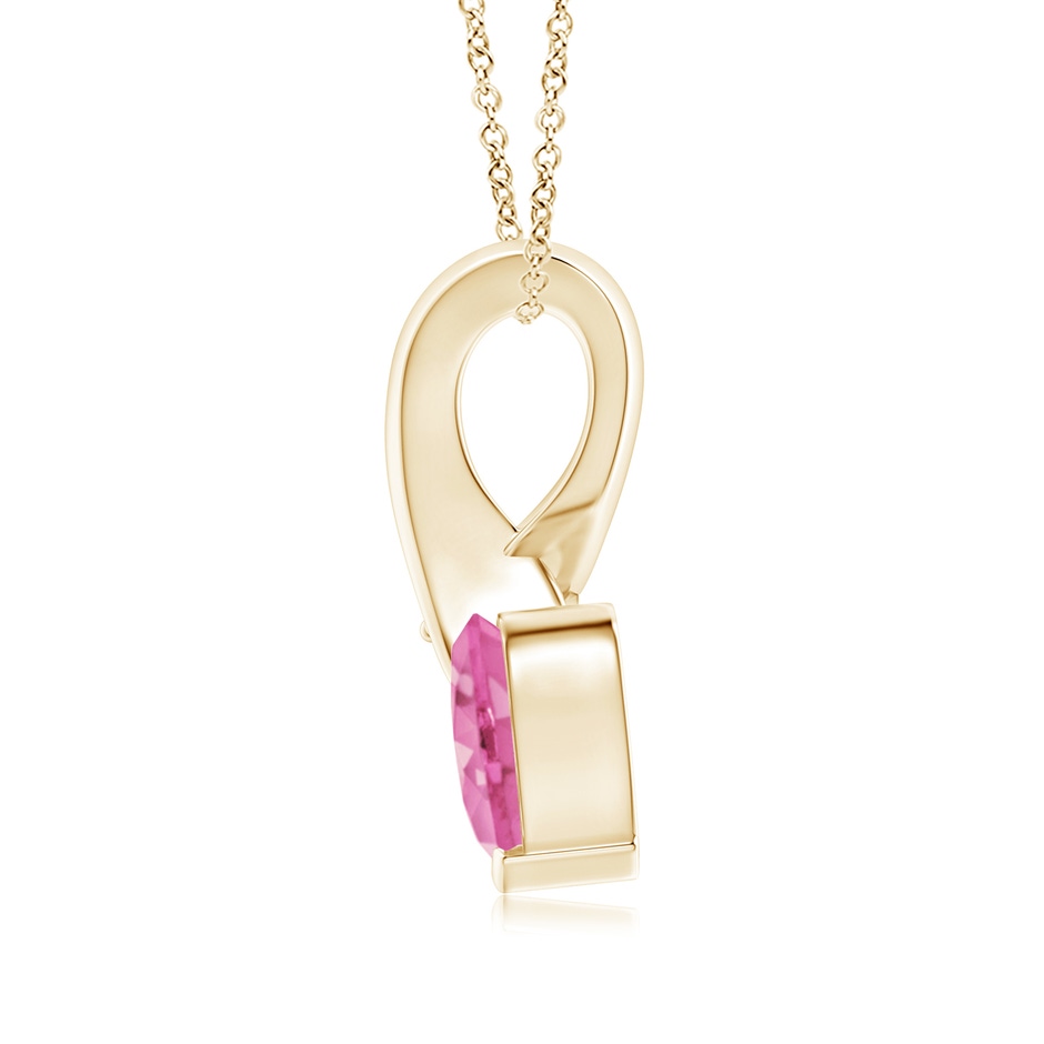 6mm AA Heart-Shaped Pink Sapphire Ribbon Pendant with Diamond in Yellow Gold side 199