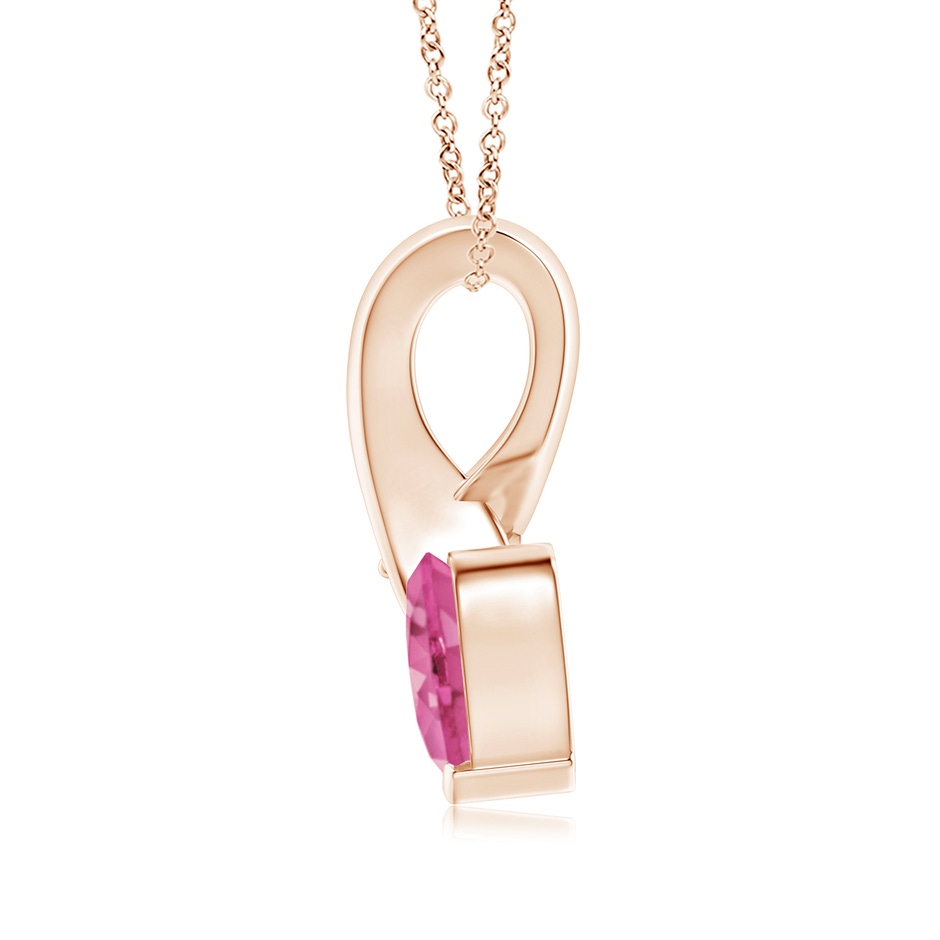 6mm AAA Heart-Shaped Pink Sapphire Ribbon Pendant with Diamond in Rose Gold side 199