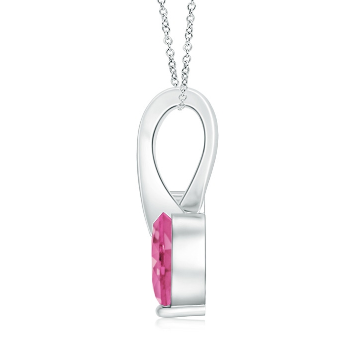 6mm AAA Heart-Shaped Pink Sapphire Ribbon Pendant with Diamond in White Gold back