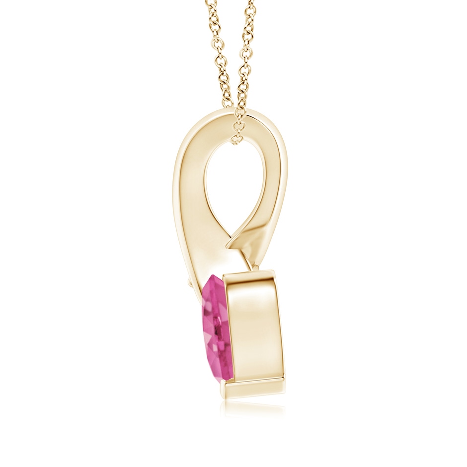 6mm AAA Heart-Shaped Pink Sapphire Ribbon Pendant with Diamond in Yellow Gold side 199