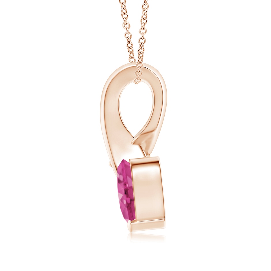 6mm AAAA Heart-Shaped Pink Sapphire Ribbon Pendant with Diamond in Rose Gold side 199