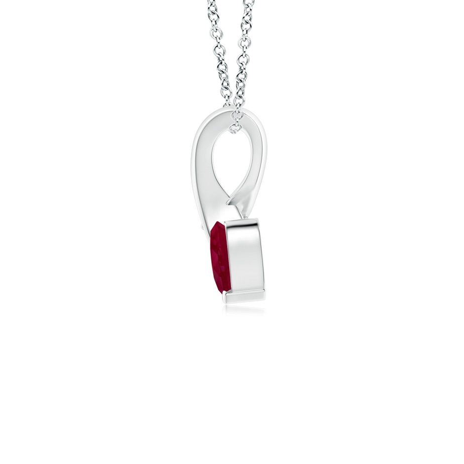 4mm A Heart-Shaped Ruby Ribbon Pendant with Diamond in P950 Platinum side 199