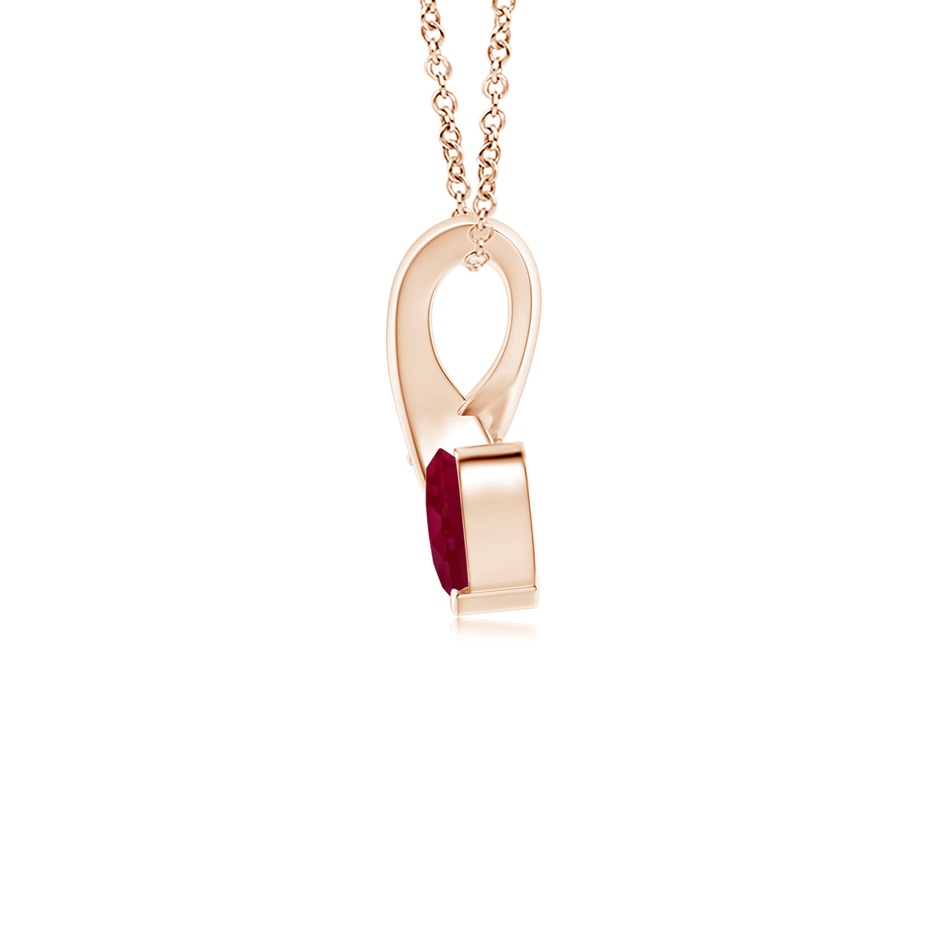 4mm A Heart-Shaped Ruby Ribbon Pendant with Diamond in Rose Gold side 199