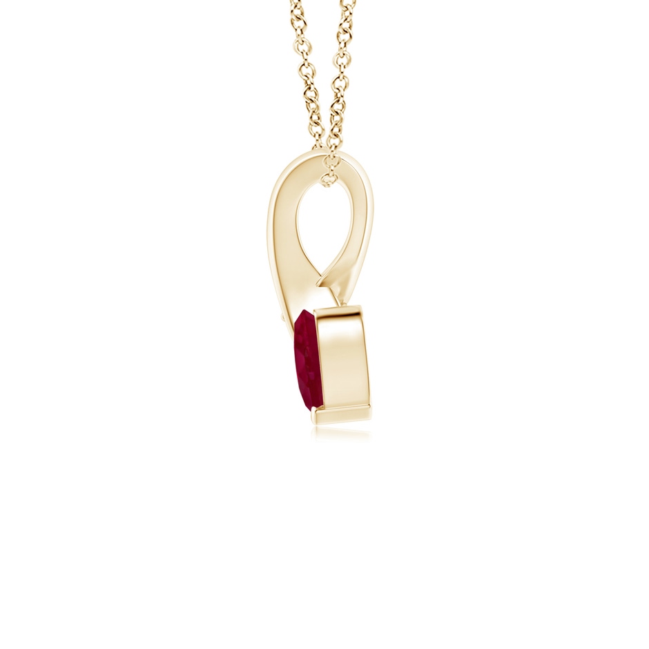 4mm A Heart-Shaped Ruby Ribbon Pendant with Diamond in Yellow Gold side 199