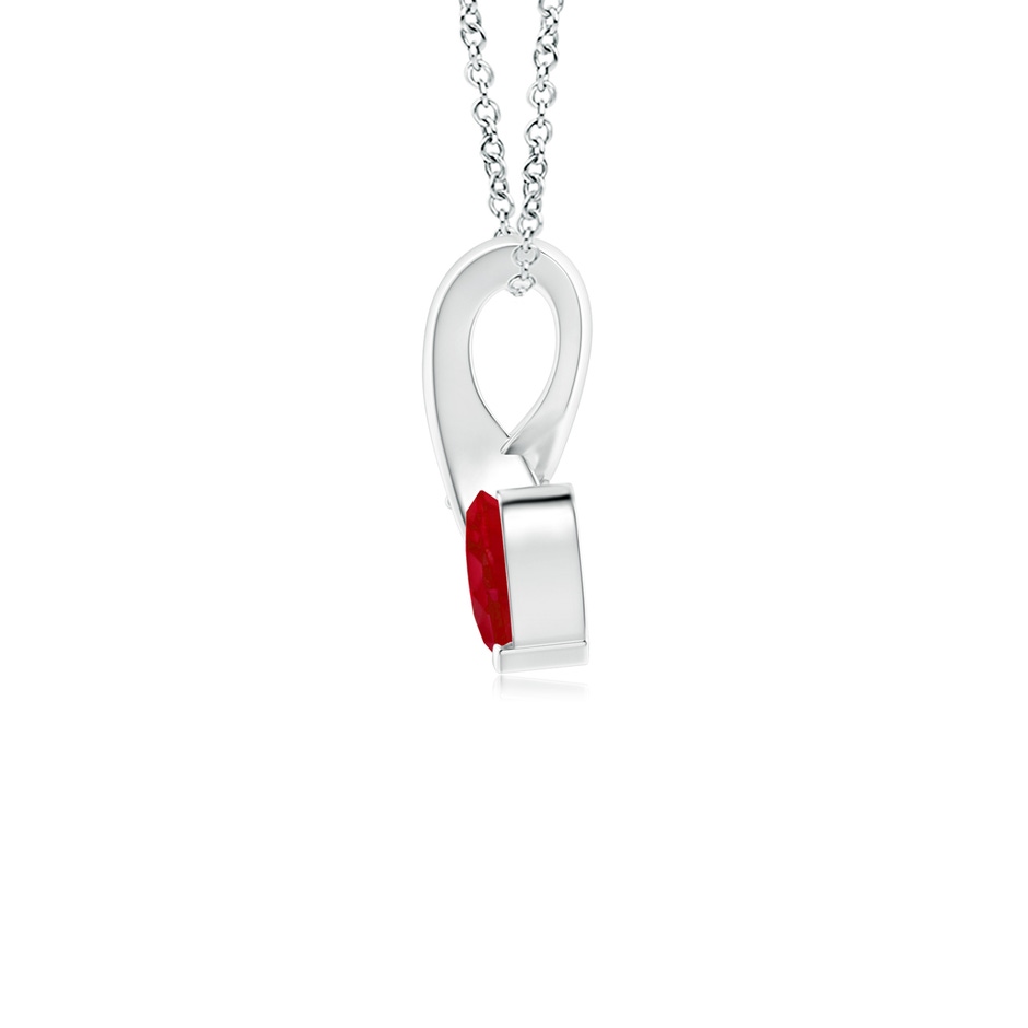4mm AA Heart-Shaped Ruby Ribbon Pendant with Diamond in P950 Platinum side 199