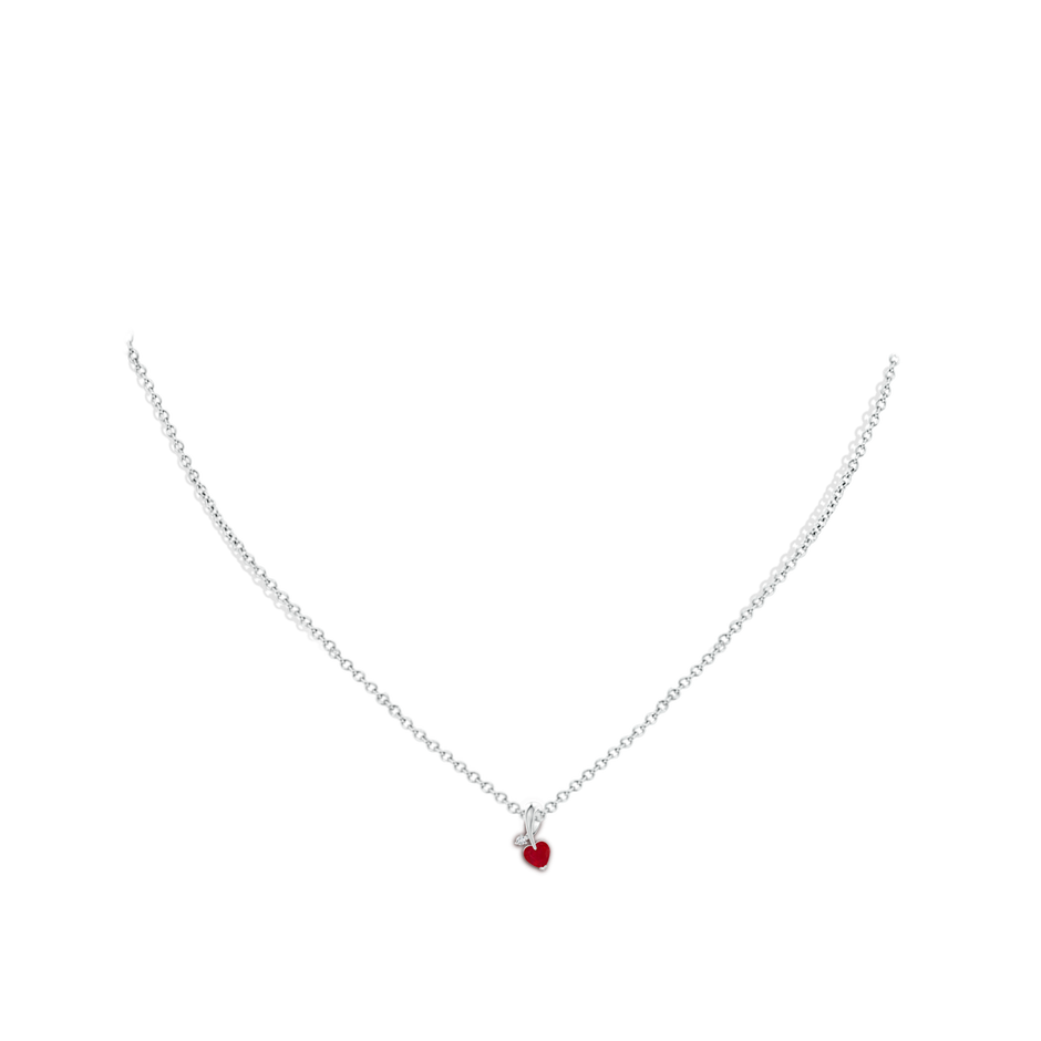 4mm AA Heart-Shaped Ruby Ribbon Pendant with Diamond in P950 Platinum pen